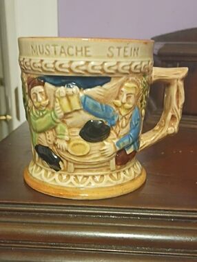 Vintage Japan Mustache Stein Ceramic Mustache Stein